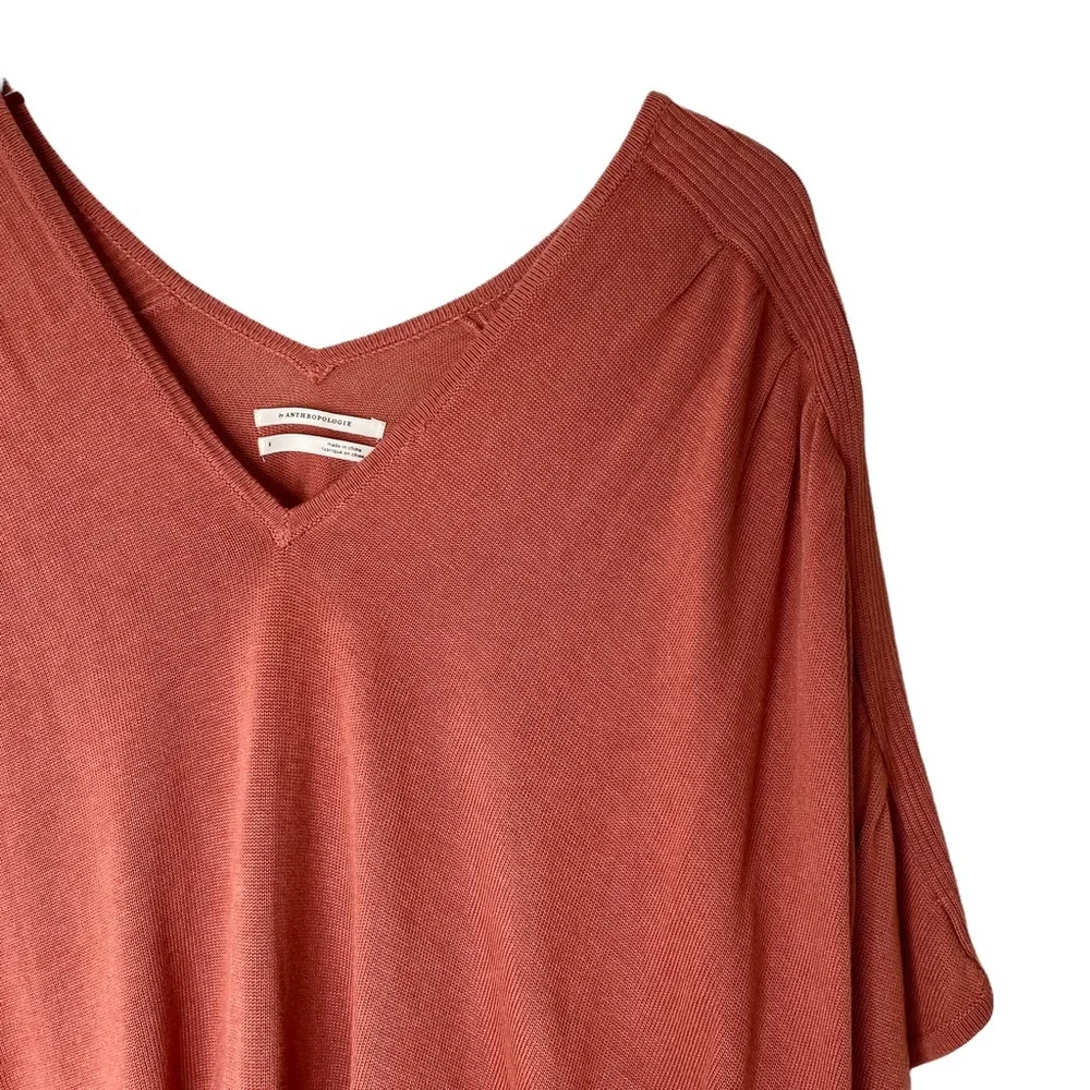 Anthropologie Women Lightweight Dolman Sweater Oversized Rust Brown Small